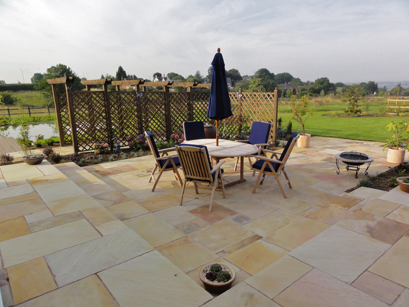 The patio area at the rear of the house.