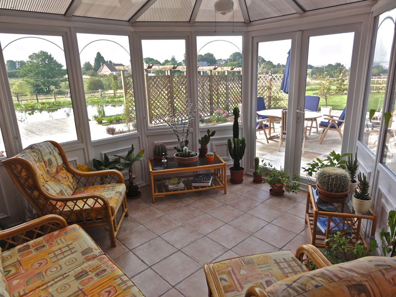 View of the rear garden from the conservatory.