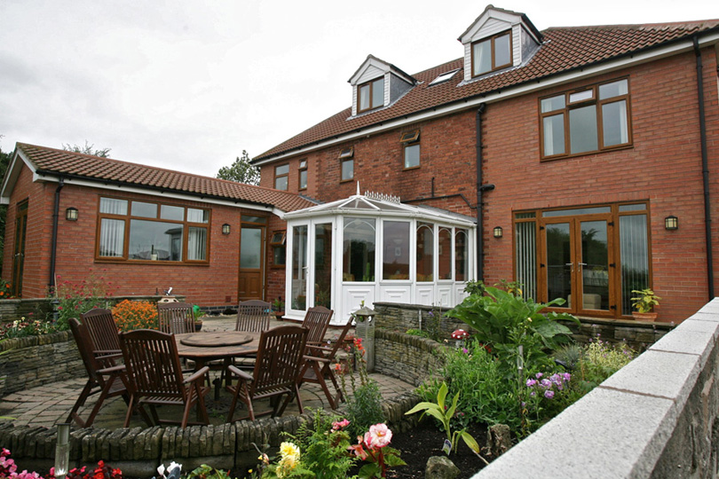 The rear garden showing the sunken garden