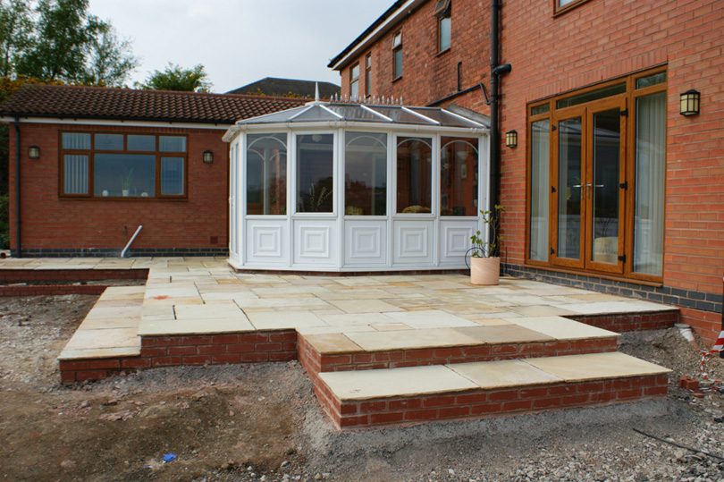 The patio is taking shape.