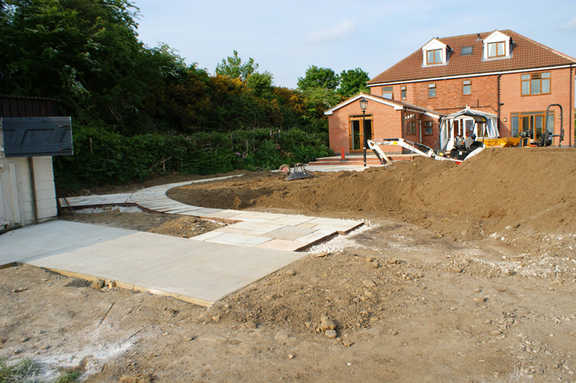 The path to the stable block is completed.